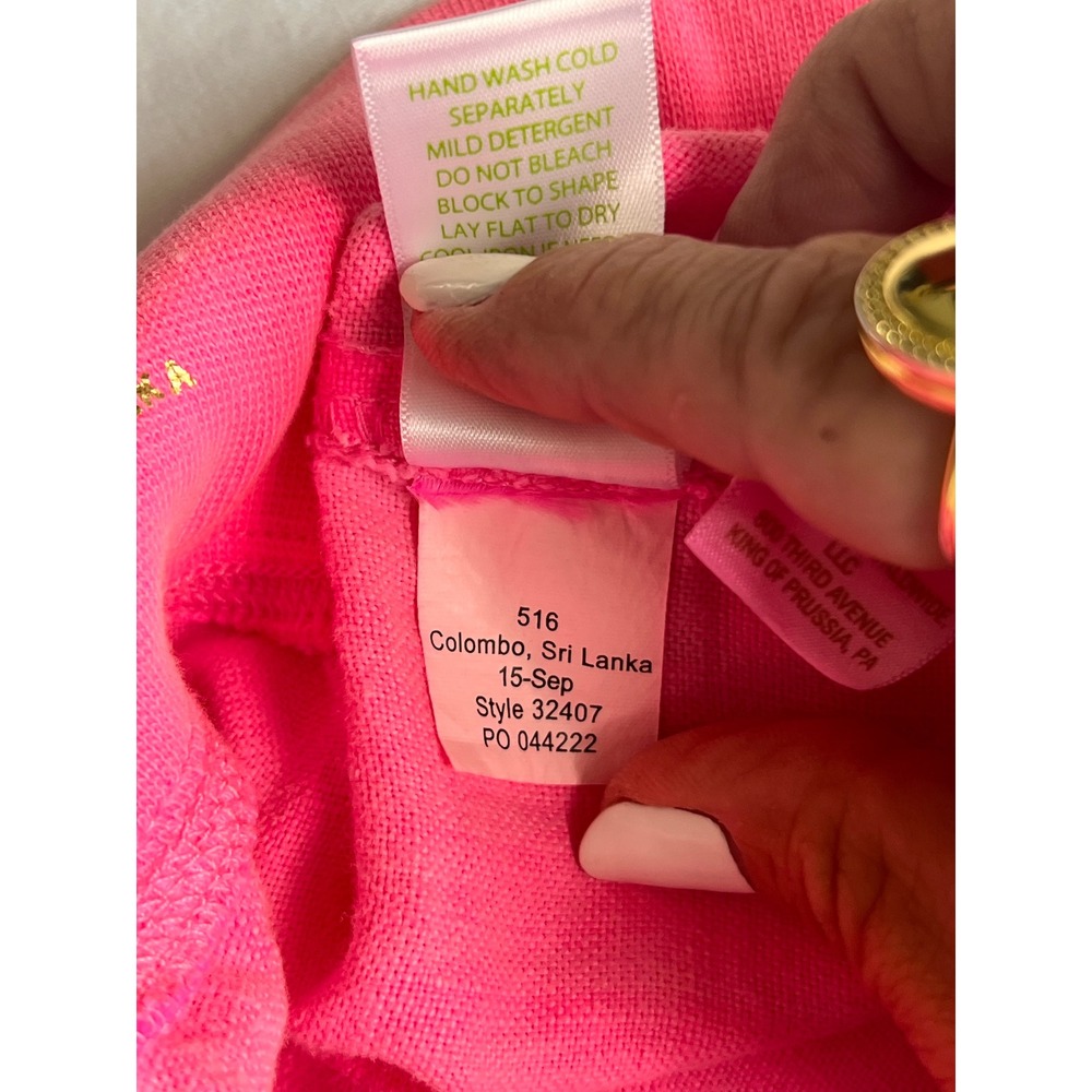 Lilly Pulitzer bright pink linen beach pants size large - Picture 6 of 15